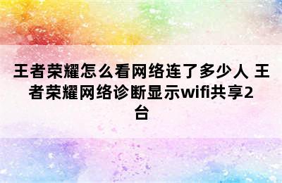 王者荣耀怎么看网络连了多少人 王者荣耀网络诊断显示wifi共享2台